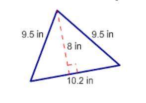 Find the area of the triangle. a. 48.45 in2 b. 20.4 in2 c. 40.8
