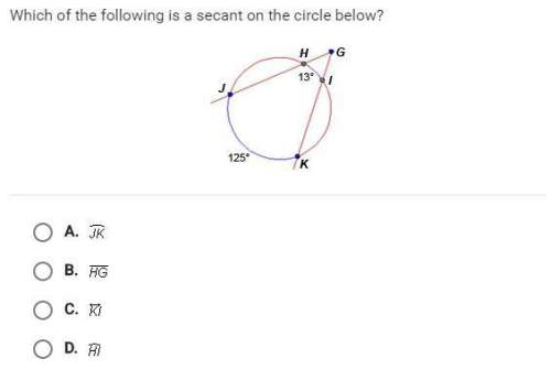 Which of the following is secant on the circle below? a. jk b. hg c. ki d. hi