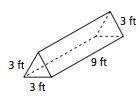 What is the volume in cubic feet of the prism, rounded to the nearest cubic foot?
