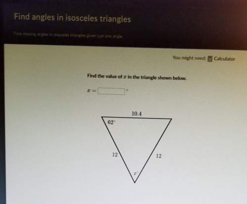 Find the value of x in the triangle shown below. this question is find angles in isosceles triangles