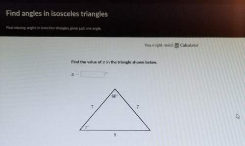 Find the value of x in the triangle shown below. me geometry question