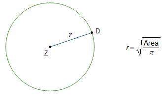 The area of circle z is 64 ft2. what is the value of r?  r = 4 ft r =
