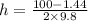 h = \frac{100-1.44}{2 \times 9.8}