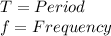 T=Period\\f=Frequency