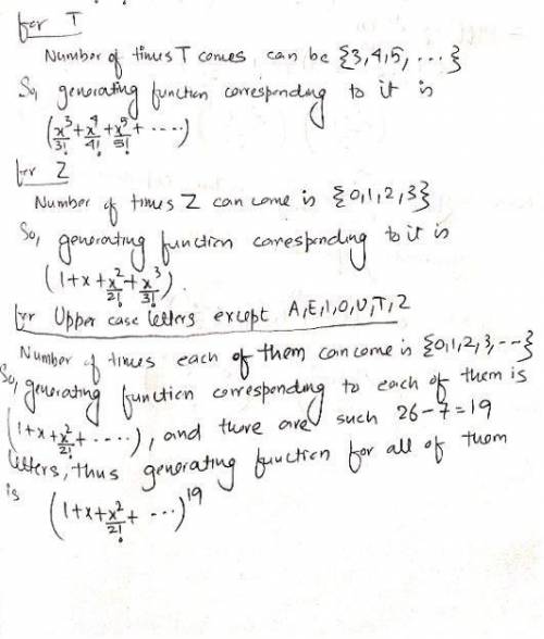 Find the exponential generating function for the number of alphanumeric strings of length n n formed