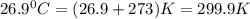 26.9^0C=(26.9+273)K=299.9K