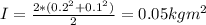 I=\frac{2*(0.2^{2}+0.1^{2})  }{2} =0.05kgm^{2}