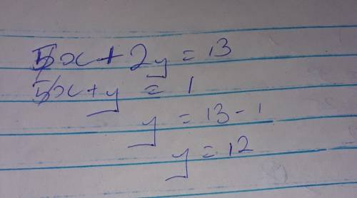 What is the (y) to this equation -5x+2y=13 5x+y=-1