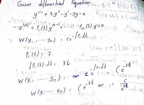 For the differential equation y(n)+p1(t)y(n−1)+ ... +pn(t)y=0 with solutions y1, ..., yn Abel's form