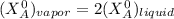 (X^0_A)_{vapor} = 2(X^0_A)_{liquid}