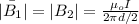 \bar{|B_1|} = |B_2|  = \frac{\mu_oI}{2 \pi d/2}