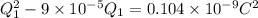 Q^{2}_{1} - 9 \times 10^{-5}Q_{1} = 0.104 \times 10^{-9} C^{2}