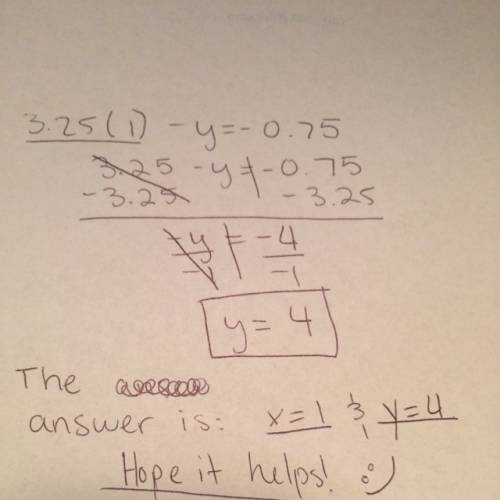 Mathhhhhhhhhhhhh 7) solve the system by substitution  -4.5x-2y=-12.5  3.25x-y=-0.75
