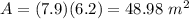 A=(7.9)(6.2)=48.98\ m^2