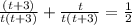 \frac{(t+3)}{t(t+3)}+\frac{t}{t(t+3)}=\frac{1}{2}