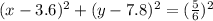 (x-3.6)^{2} +(y-7.8)^{2} =(\frac{5}{6}) ^{2}