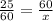 \frac{25}{60} =\frac{60}{x}