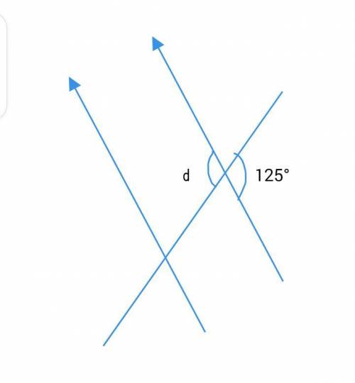 Two parallel lines are crossed by a transversal. What is the value of d? d = 55 d = 75 d = 125 d = 1