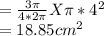 =\frac{3\pi}{4*2\pi}  X \pi *4^2\\=18.85cm^2