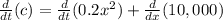 \frac{d}{dt}(c)=\frac{d}{dt}(0.2x^2)+\frac{d}{dx}(10,000)