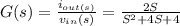 G(s) = \frac{i_{out(s)}}{v_{in}(s)} = \frac{2S}{S^2+4S+4}