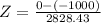 Z = \frac{0 - (-1000)}{2828.43}