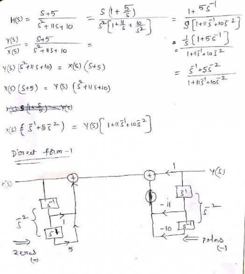 Consider a C.T. system in s-plane below. Draw DF1 (Direct Form 1) realization. (by hand) Perform sys