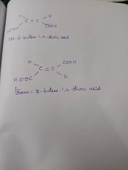 Draw the isomers of a compound with the molecule formula C4H4O4. Also state the isomerism exhibited