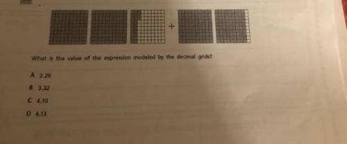 What is the value of the expression modeled by the decimal grids?