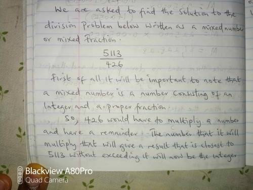 What is the solution to the division problem 426 Divided By 5113 written as a mixed number