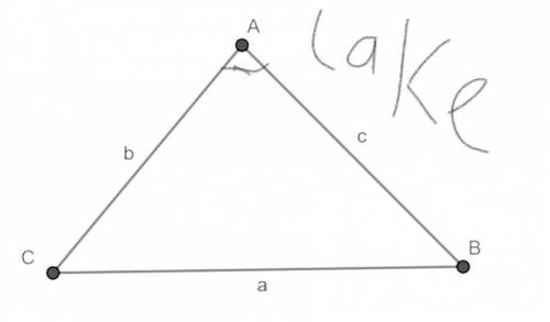 Points A and B are separated by a lake. To find the distance between them, a surveyor locates a poin