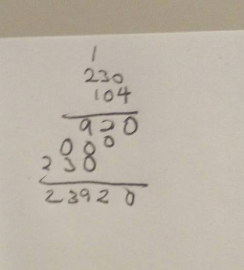 Yari says that the product 230×104 has four zeroes. is she correct?  in the box below, explain your 