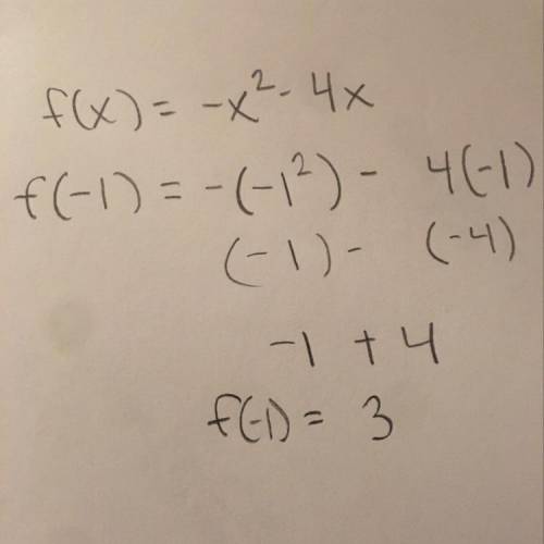 F(x) = – x2 - 4x Find f(-1