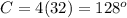 C=4(32)=128^o
