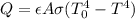Q=\epsilon A\sigma (T_0^4-T^4)