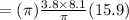 =(\pi)\frac{3.8\times 8.1}{\pi}(15.9)