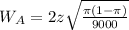 W_{A} = 2z\sqrt{\frac{\pi(1-\pi)}{9000}}