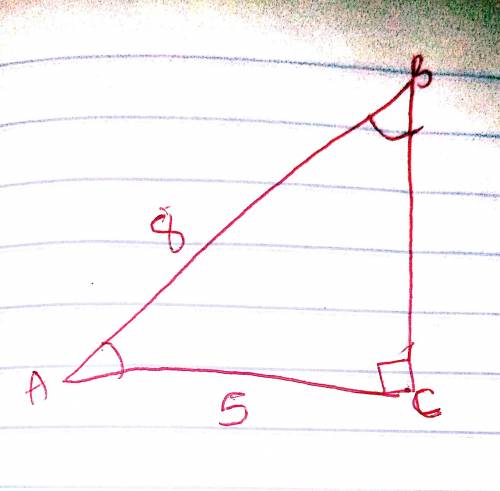 In triangle ABC, angle c is a right angle. if cos A= 5/8, what is the value of cos B? A. 3/8  B. 5/3