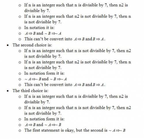 To prove that An integer n is divisible by 7 if and only if n2 is divisible by 7, we need to prove