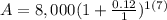 A=8,000(1+\frac{0.12}{1})^{1(7)}
