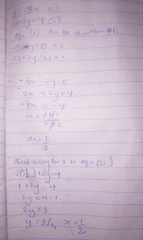 Systems of Equations practice Problemsy=-3x2x+2y=4