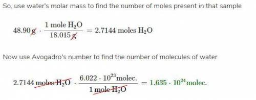 How many moles are in 48 molecules of H2O? What is the given amount?