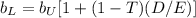 b_L=b_U[1+(1-T)(D/E)]