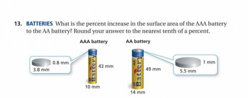What is the percent increase in the surface area of the AAA battery to the AA battery? Round your an