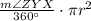 \frac{m\angle ZYX}{360^\circ} \cdot \pi r^2