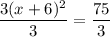 $\frac{3(x+6)^2}{3} =\frac{75}{3} $