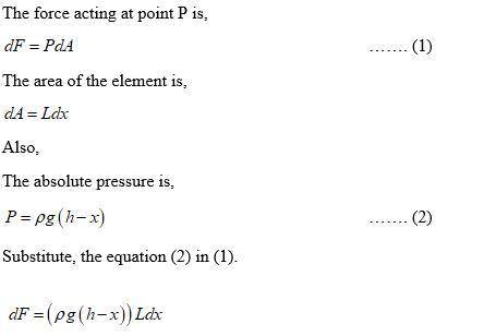 Consider a horizontal layer of the dam wall of thickness dx located a distance x above the reservoir