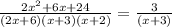 \frac{2x^2+6x+24}{(2x+6)(x+3)(x+2)} = \frac{3}{(x+3)}