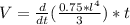 V = \frac{d }{dt}(\frac{0.75*l^4}{3})*t