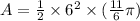 A = \frac{1}{2} \times 6^2 \times (\frac{11}{6}\pi)